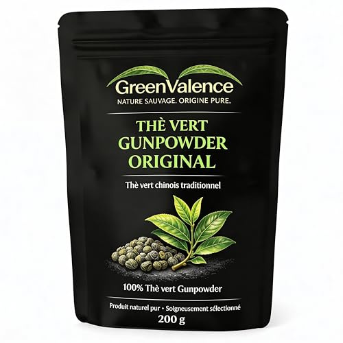 GreenValence Original Gunpowder Grüntee - Premium loser chinesischer Grüntee traditionell gerollt, naturrein & intensiv | handverlesen, ohne Zusätze | für Energie, Fokus & bewussten Teegenuss (200 g)