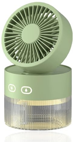 Cuifati Battery Operated Fan Humidifier with Adjustable Misting Spray, Foldable Design, 350ml Water Tank for Home Office, Desktop Cooling Fan
