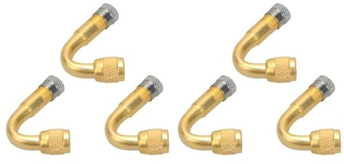 Milisten 6 Pz Pneumatico del Rimorchio Adattatori Estensioni dello Stelo per Ruote Gemellate Tubo di Prolunga dello Stelo della Valvola Pneumatico 45 Gradi Curvo Per Auto Camion Rimorchio (Oro)