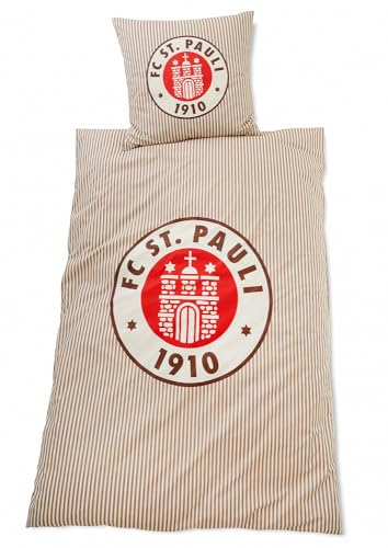 FC St. Pauli - Logo streifen - Bettwäsche braun/weiß 135 x 200 cm