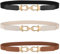 WERFORU 3 Stück Frauen Dünner elastischer Gürtel für Kleider,Dünne Retro Stretch Taille Gürtel mit goldener Schnalle