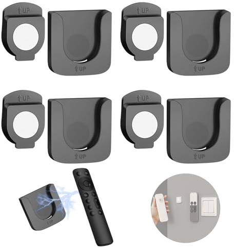 SVUPUE 4 Stück Magnetische Fernbedienungshalter, Starker Magnethalterung Fernbedienungshalter, Magnetische Wandhalterung für Fernbedienung, für Haus, Büro und Schule, Ohne Bohrlöcher, Schwarz