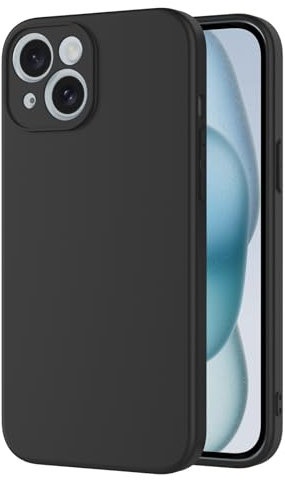 AICEK Compatible con Apple iPhone 15 Cover, Silicone Custodia per iPhone 15 Cover Molle di TPU Sottile Bumper Case Nero