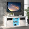Aunvla LED-TV-Schrank, TV-Tisch, TV-Ständer mit 2 Schränken mit Türen und 5 offenen Regalen, 16-farbige LED-Beleuchtung, TV-Möbel für bis zu 55 Zoll Fernseher, weiß 120 * 35 * 50cm