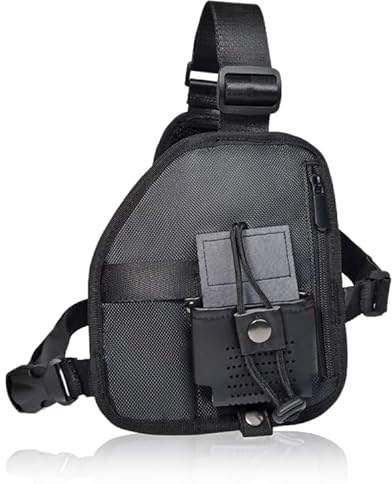 HYSHIKRA Radio Holder, Walkie Talkie Chest Harness Bag, Two Way Radio Carry Case, Hunting Intercom Bag
