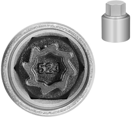 JEUCLEL 524 Wheel Locking Nut Key for VW, Socket (OD 28mm-ID 25mm) | Wheel Lock Nut Socket Adapter, Anti-Theft Lug Nut Removal Tool, Anti-Theft Screw Remover, Repair Tool, Tyre Fitting, garage