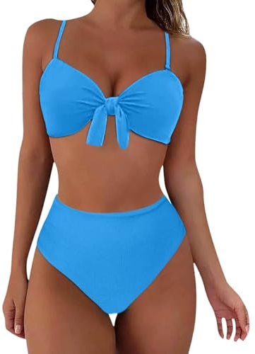 Generisch Damen Bikini Set Triangel Breites Unterbrustband Gerippte Bademode Zweiteiliger Badeanzug Minimizer Bikini Oberteil Bikini Damen Set Mit BüGel Bademode Damen