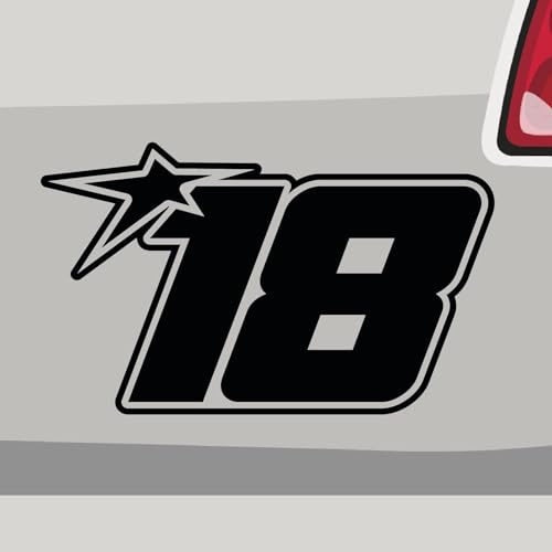 Stickerfreaks Startnummer 18 Aufkleber Zahl Sticker Auto Bike Auto Star Decal Vinyl Held Aufkleber Größe: 14x8,5cm (M) | Farbe: 70-schwarz | Zahl Sticker Kleber Deko Tuning Startnummer