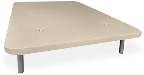 amuéblate online - Verstärkter 3D-Polsterboden, hohe Stabilität mit 5 Querstangen und 6 Metallfüßen mit Gewinde von 27 cm, 90 x 200 cm, Beige