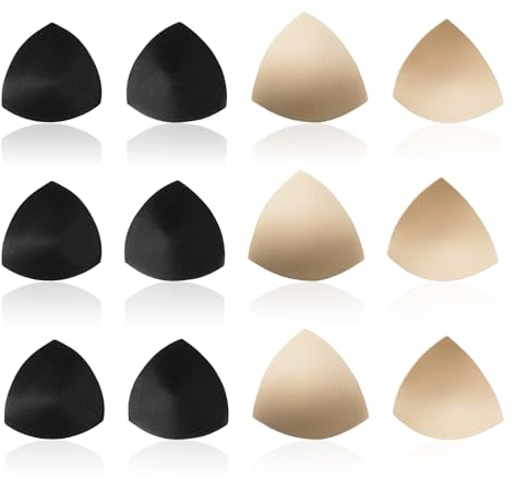 UILYNIU 6 Paia Inserti per Reggiseno Rimovibili, Cuscinetti per Reggiseno, Triangolo Imbottitura Reggiseno, Imbottiture da Donna, Pad di Reggiseno per Costume da Bagno Bikini Abiti (Nero, Beige)