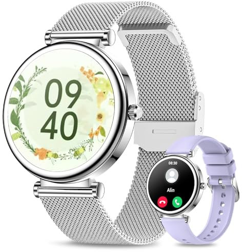 Efolen Montre Connectée Femme avec Appel Bluetooth, 1.27 HD Smartwatch Ronde Santé Au Féminin, 120+ Modes Sportifs Sommeil Fréquence Cardiaque SpO2 IP68 Podometre Android iOS Argent