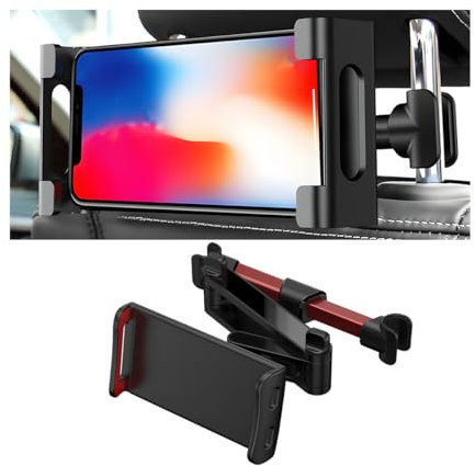 Adunsiaoto Soporte Coche Reposacabezas, Soporte Tablet De Reposacabezas, Soporte Tablet Coche Universal, 360° Rotación Soportes, Compatible con Una Variedad De Dispositivos Móviles(Retráctil Rojo)