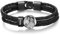 Jeweidea Lederarmband Herren mit Foto Personalisiertes Armband mit Namen Graviert Edelstahl Perlenarmband Herren Geschenke für Männer Papa Geschenk Vatertag Weihnachten (Schwarz-1 name)