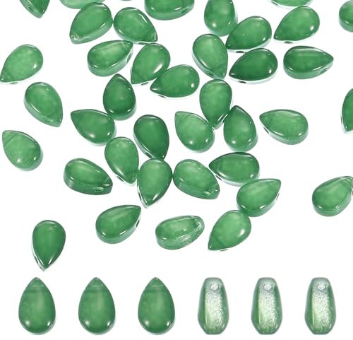 PATIKIL Tropfen Kristall Tschechische Glas Perlen 50Stk Böhmen Kristall Perlen Vielseitig Klar Regentropfen Kristall Perlen für Mosaike Basteln Schmuck Herstellung Grün 6x9mm