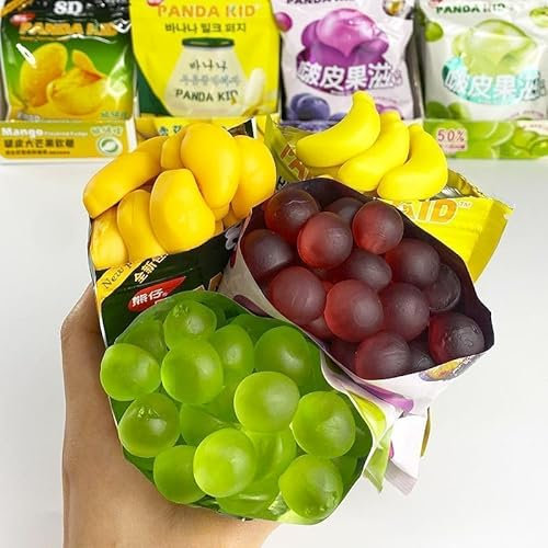 Mango banana peel gummies, peelable candy, gummies, fruit juice soft candy, 50% juice content, sweet and sour grape candies, candied fruits, wedding candy, dessert, sweets (3 Flavor Mix,4 bags)