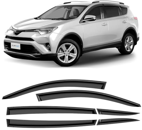 Clim Art Adesivo Deflettori antiturbo Compatibile con Toyota RAV4 2013-2019 IV - Accessori auto - Deflettori finestrini - Deflettore aria auto - Protezione meteo - Facilità di installazione - 6PZ N