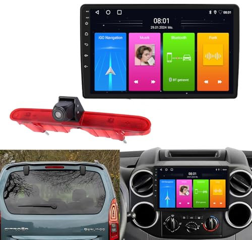 GPS Navigationsgerät für Auto,9 Zoll Carplay Android Auto Autoradio Bluetooth+Bremslicht Rückfahrkamera Ersatz für Toyota Proace City Verso/Citroen Berlingo Van B9 MK2 MK3 II 2 Phase III(Nr.G7221A)