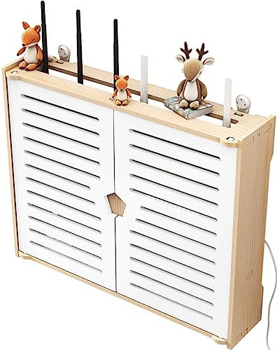 CEHJZQRPL Sicherungskasten Abdeckung Schrank, Holz-Aufbewahrungsboxen for kabellose Router, Wand-Router-Zäune, Kabel, Draht, Halterung, Wandstecker, Brett, Regal – Doppeltür(37 * 10 * 28cm)