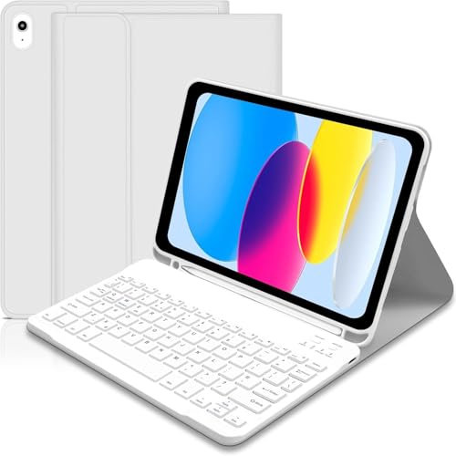 for iPad 10th 2022/A16 11th Generation 2025(10.9/11 inch) Keyboard Case, for iPad 11/10 Gen Case with Wireless Detachable Rechargeable Bluetooth Keyboard & Pencil Holder, Grey