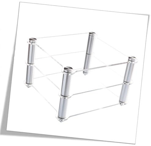 KUANGGE HiFi RacksTransparent Hifi Racks 2 Tiers Audio Stand Transparent Desktop Audio Component Rack Acrylic Monitor Stand, Mini TV Stand For Gaming Consoles
