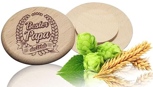 Personalisierter Bierdeckel 10cm aus Holz mit Gravur des Namens oder Dekors, persönliche Abdeckung für Bierkrüge und Biergläser zum Schutz vor Fliegen & Wespen Biergarten Geschenk