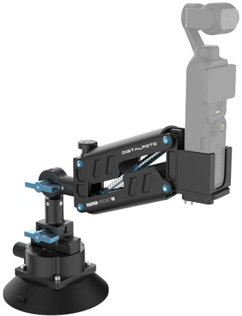 Supporto auto per Osmo Pocket 3, braccio ammortizzante a molla sull'asse Z con cavo di sicurezza, capacità di carico di 60 kg, compatibile con le videocamere d'azione DJI Osmo Pocket 3 e GoPro.