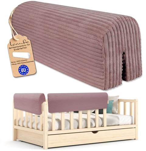 Leanbe Bettkantenschutz für Kinderbetten Kissen für bettumrandung Rausfallschutz Abdeckung Kantenschutz für Babybett (LILA Cord, 50cm)