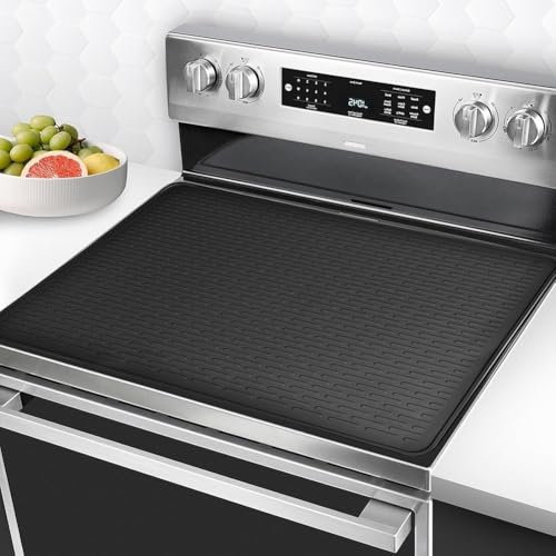Silikon-Herdabdeckungen, hitzebeständige Glasplatte, Herdabdeckung, für Küche, Induktionsherd/Theke, Herd-Schutzmatte (schwarz)