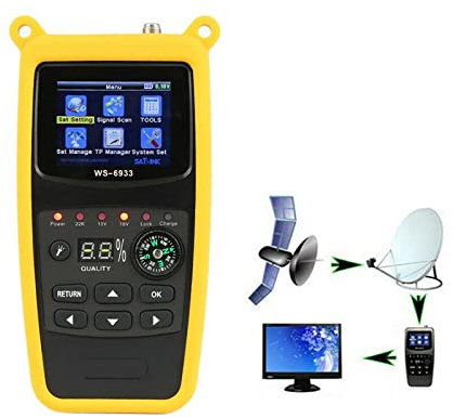 Satfinder, DVB-S2 FTA C&KU Band Digital Satellite Finder Meter 2.1` LCD Display Silikonhülle und Lithiumbatterie WS 6933,zum Aufstellen einer Satellitenschüssel