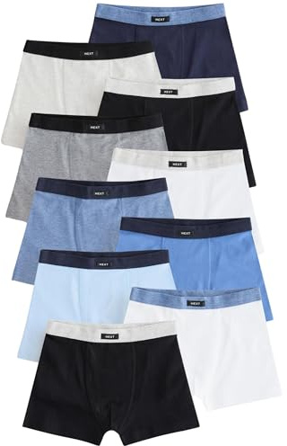 NEXT Jungen 10er-Pack Boxershorts mit weichem Bund Blau/Grau 122-128