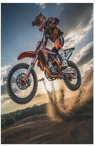 Motocross 1000 Teile Puzzles, Wood Craft, Hochwertiges Modernes Puzzle, DIY, Für Erwachsene Und Kinder Ab 12 Jahren, 78×53cm