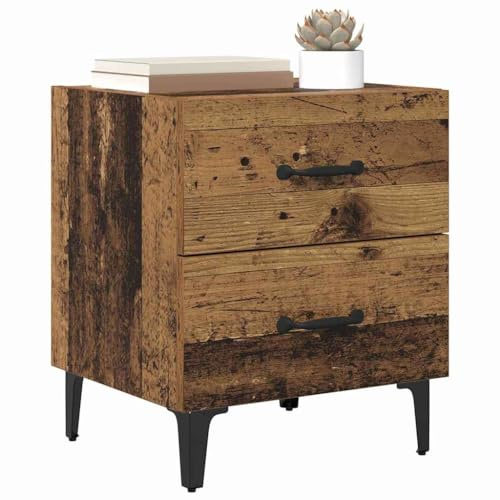 vidaXL Bed Cabinet 2 pcs Old Wood 40 x 35 x 47.5 cm Engineered Wood, Rustic Nightstand, Small Table With Drawer, Compact Bedroom Storage, Practical Bedside With Open Shelf, Corner Night
