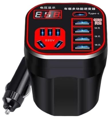 Car Power Inverter 24V 12v 220v 120W Led Display 3 Car Mounted Cup Type Inverter Converter QC Charger Pocket Inverter(Digital QC3.0)