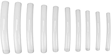 10 Stück lange flache Nagelspitzen für Zuhause, Salon, Nagelkunst-Design, künstliche Nägel, Maniküre-Werkzeug (flacher Kopf, natürliche Farbe)
