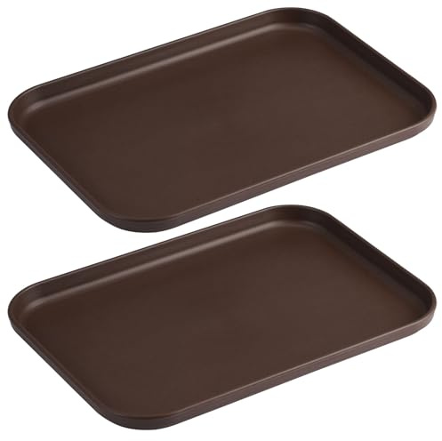 2 Stück Tablett Serviertablett 23.5x17x1.5 cm, Kleines Tablett Kunststoff Rechteckig, Rutschfestes Küchentablett Teetablett Kaffeetablett, Wiederverwendbare Snacks Tray für Hotel, Restaurants und Bars