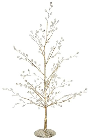 Kunstbaum mit Acryl-Steinchen Dekobäumchen mit Glimmer 50cm künstlicher Weihnachtsbaum Christbaum Tannenbaum Weihnachtsdeko Hochzeitsdeko Goldene Hochzeit Dekobaum AST Baum