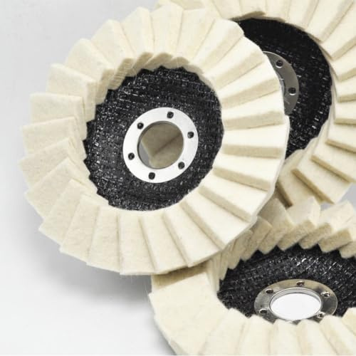 Kit di dischi per lucidatura in feltro di lana, confezione da 5, per smerigliatrice angolare, uso su metalli, pietre e superfici verniciate in progetti automobilistici e mobili (115 mm)