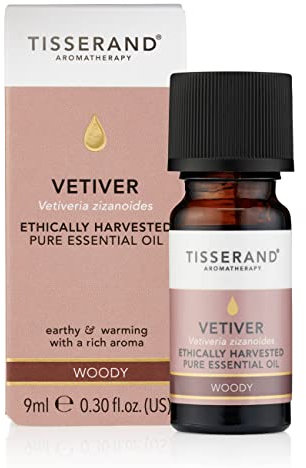 Tisserand Aromatherapy ,VETIVER - Ethically Harvested Essential Oil ,Massage Oil, Aromatherapy Oil , Skin Oil, Oil For Diffuser ,100% Pure Essential Oil - 9ml