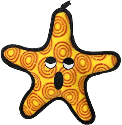 TUFFY - World's Tuffest Soft Dog Toy - Ocean Starfish - Squeakers - Multiple Layers. Made Durable, Strong & Tough. Interactive Play (Tug, Toss & Fetch). Machine Washable & Floats