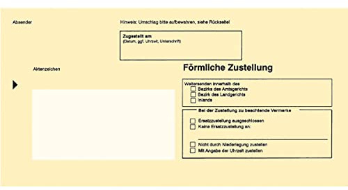 RNK 2044 Dokumententaschen und Dokumentenschutzfolien Selbstklebend Zustellungsumschlag 11x22 cm DL gelb