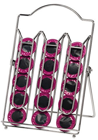 Xavax Donatore III Coffee Capsule Stand for Lavazza, Tchibo and Tea Lounge System, Foldable (Standing or Wall Mounting), 16 Capsules, Silver Chrome-Plated