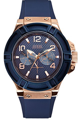 Guess Herren-Armbanduhr XL Analog Quarz Silikon W0247G3