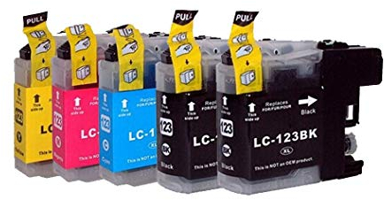 Bramacartuchos XO – 5 x Kompatible Patronen für Brother LC123 Lc123 Für Brother DCP-J132 W, DCP-J152 W, DCP-J552DW, DCP-J752DW, DCP-J4110DW, MFC-J470DW, MFC-J650DW, MFC-J870DW, MFC-J4410DW, MFC-J4510DW, MFC-J4610DW, MFC-J6520, MFC-J6720DW, MFC-J6920DW -
