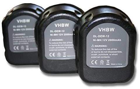 vhbw 3x batteria compatibile con Würth BS12A Power, SP12V (151946-13) utensile elettrico (2000 mAh, NiMH, 12 V)