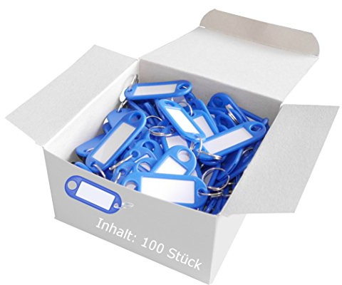 Wedo 262801803 Schlüsselanhänger Kunststoff (mit Ring, auswechselbare Etiketten) 100 Stück, blau