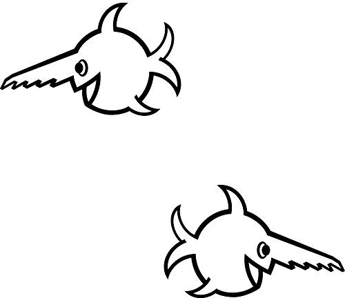 GreenIT 2 Stück 18cm Links und rechts Auto Aufkleber U96 Fisch Sägezahnfisch Heck Seiten Tuning Tattoo die Cut Decals Deko Folie (schwarz)