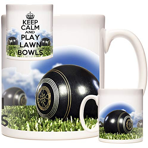 KAZMUGZ Lawn Bowls Gift Mug. Keep Calm and Play - 11oz Ceramic Gift for Bowls Players