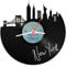 GRAVURZEILE Wanduhr aus einer echten Schallplatte - Wähle eine Stadt - 30cm Groß lautloses Uhrwerk - Schallplattenuhr, ideale Geschenkidee Skyline New York