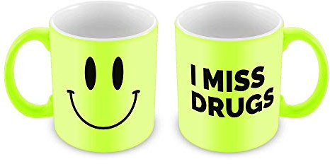 I Miss Drugs | Matte Neon Fluorescent Yellow| Printed Art Ceramic Coffee Mug