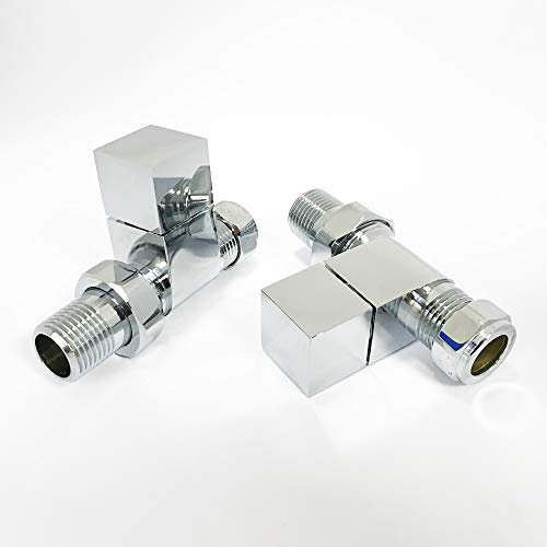 Square Chrome Straight Radiator Valves (Pair)